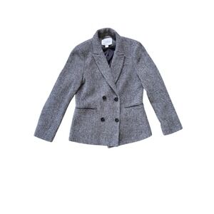 Anthropologie Mare Mare Black White Textured Tweed Double Breasted Blazer Size S